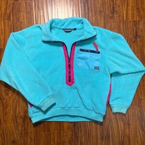 Vintage Patagonia Aqua Fleece with Pink Trim